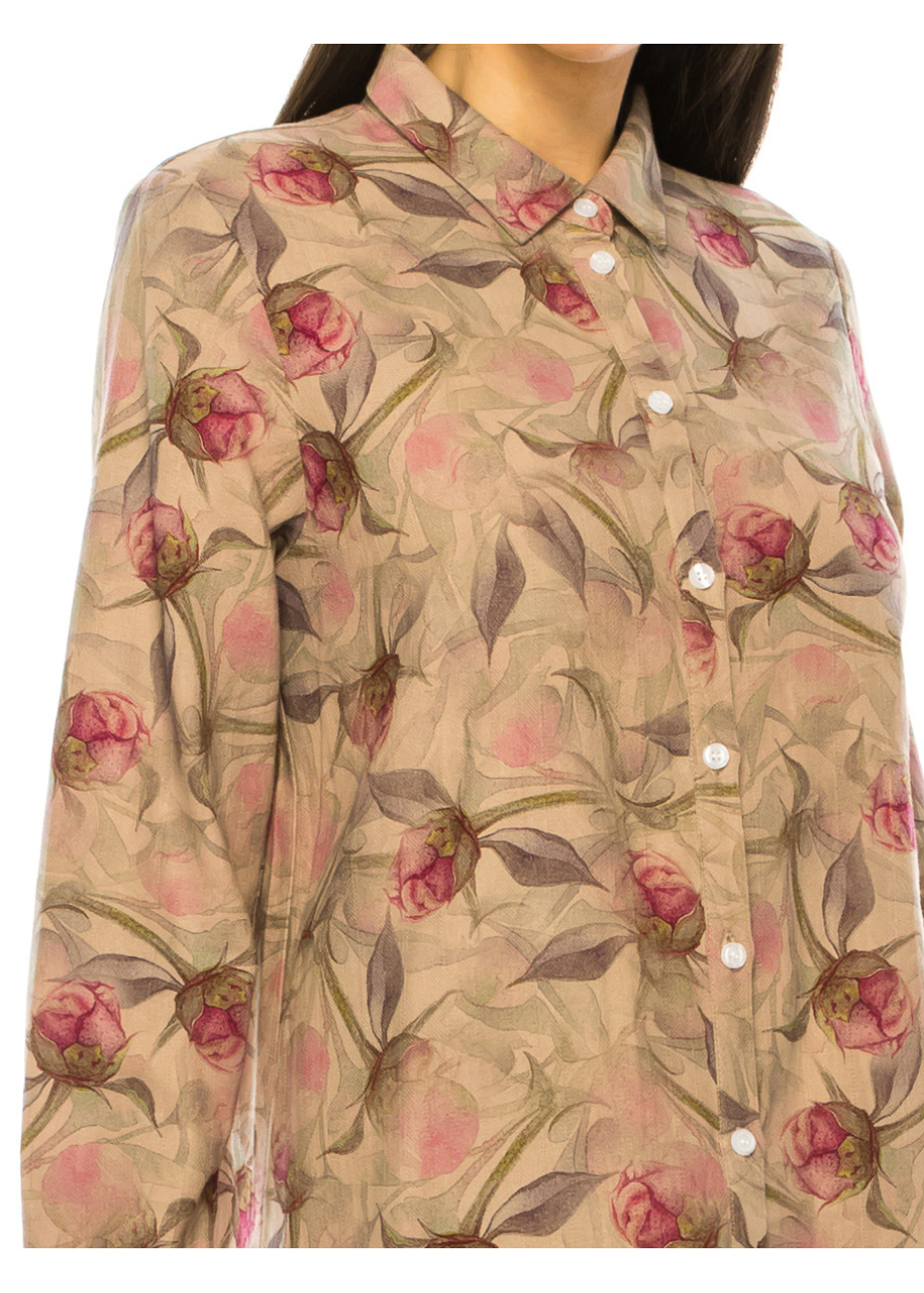 Floral Collared Shirt Hem Dress main image 1